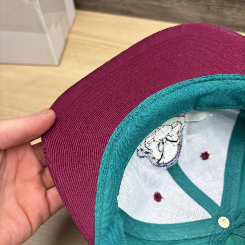Vintage Disney Grumpy‎ Hat Cap Snap Back Youth Teal Purple Snow White 1990s